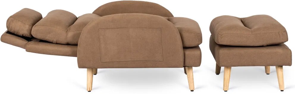 Fotel Wypoczynkowy HENRY z Podnóżkiem Brązowy