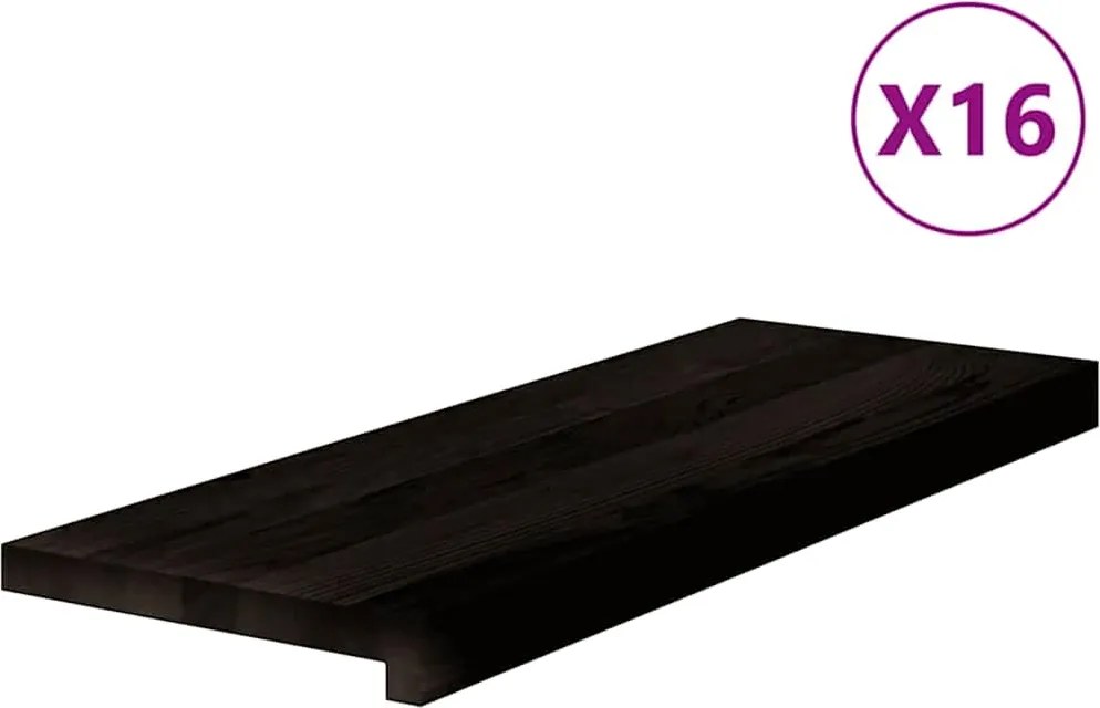 vidaXL lépcsőfokok 16 db sötétbarna 70x25x2 cm tömör fa tölgyfa