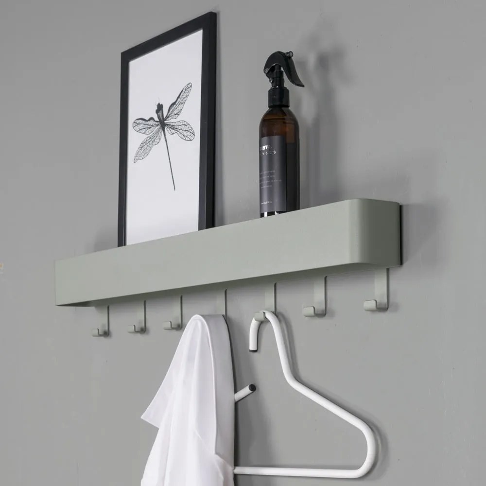 Zöld-szürke fém fali fogas polccal Dax Play – Spinder Design