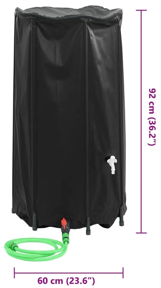 összecsukható PVC víztartály csappal 250 L