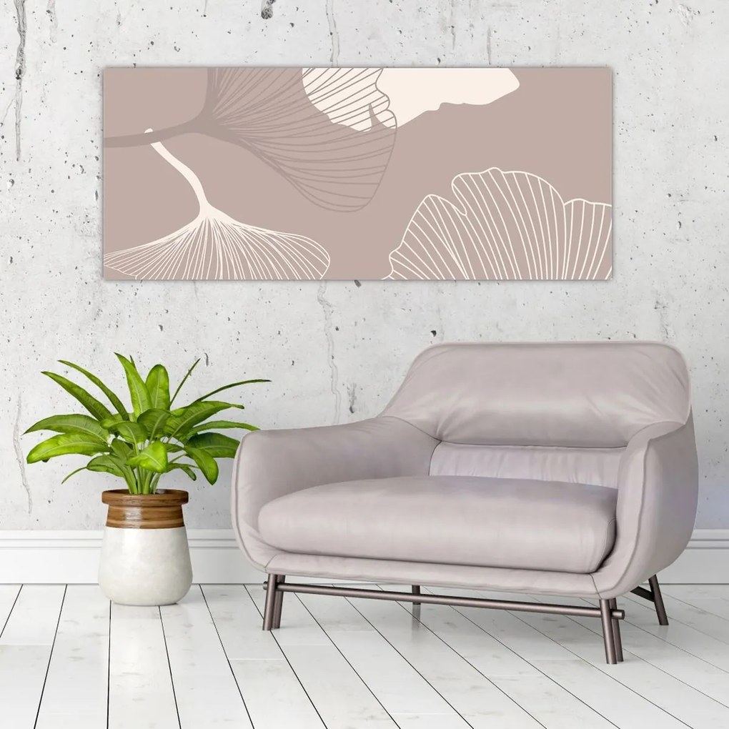 Kép - Bézs színű levelek N⁰1 (120x50 cm)