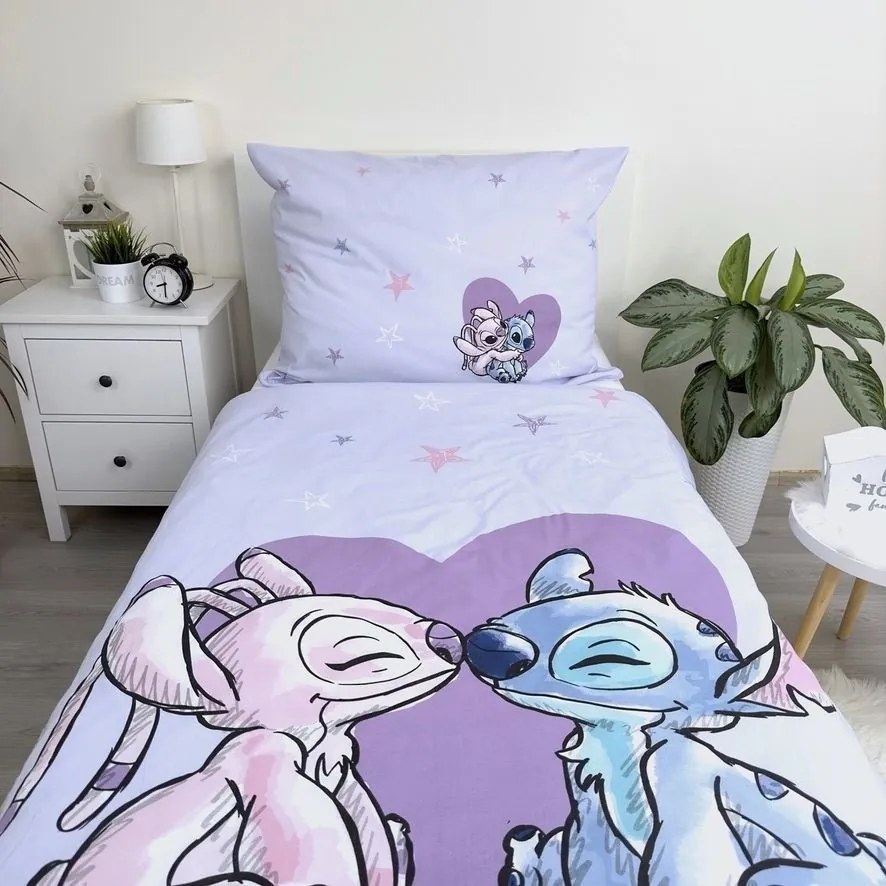 Disney Lilo és Stitch, A csillagkutya Heart ágyneműhuzat 140×200cm, 70×90 cm