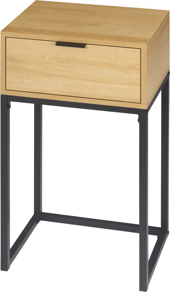 HOMCOM Modern Szekrényasztal Fiókkal és Acél Lábakkal 40x30x76 cm Természetes | Aosom