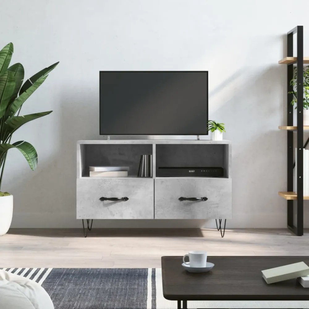 betonszürke szerelt fa TV-szekrény 80 x 36 x 50 cm