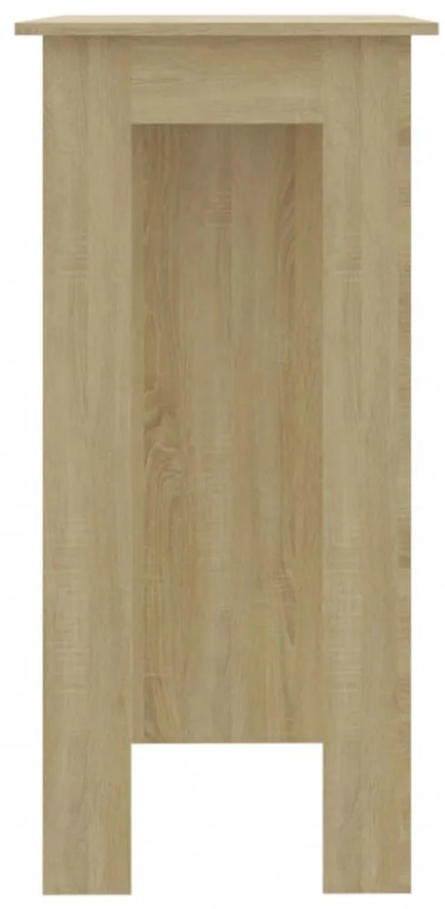 sonoma tölgy színű szerelt fa bárasztal polccal 102x50x103,5 cm