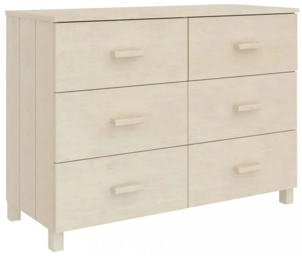HAMAR mézbarna tömör fenyőfa tálalószekrény 113 x 40 x 80 cm