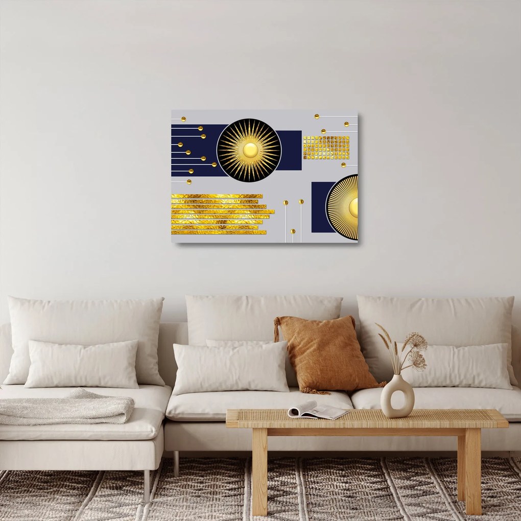 Kép - arany körök (üvegen) (70x50 cm)