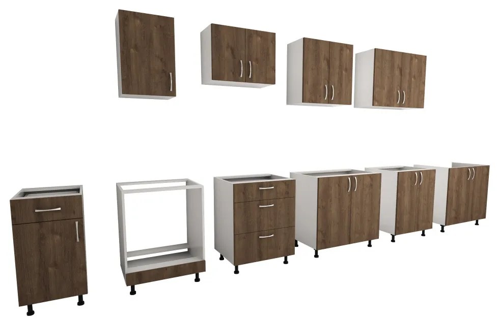 Benita 1 ajtós Alsó konyhaszekrény Bronz Tölgy-Fehér 40x50x80 cm N