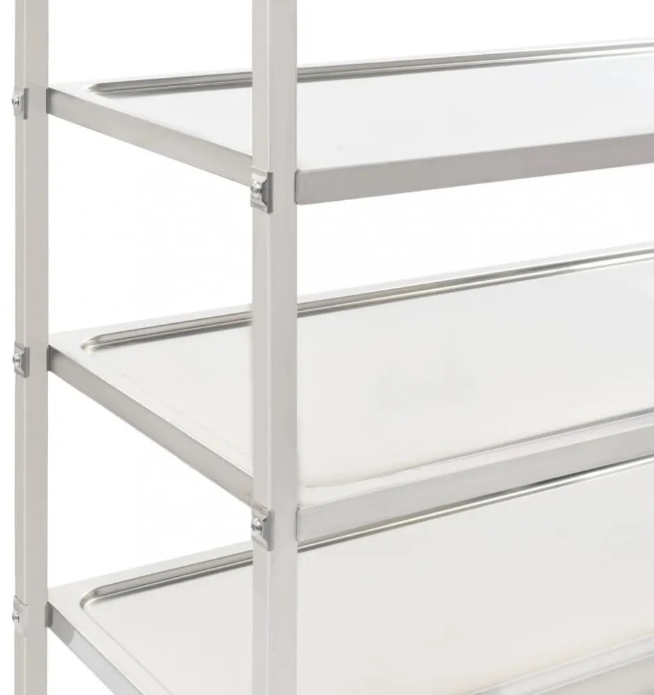 vidaXL 5 szintes rozsdamentes acél zsúrkocsi 107 x 55 x 147 cm