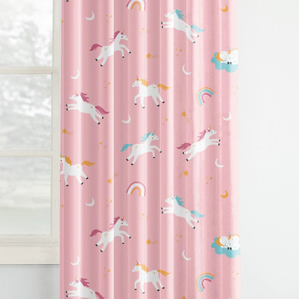 Goldea gyerek pamut függöny - vidám egyszarvúak 200x150 cm