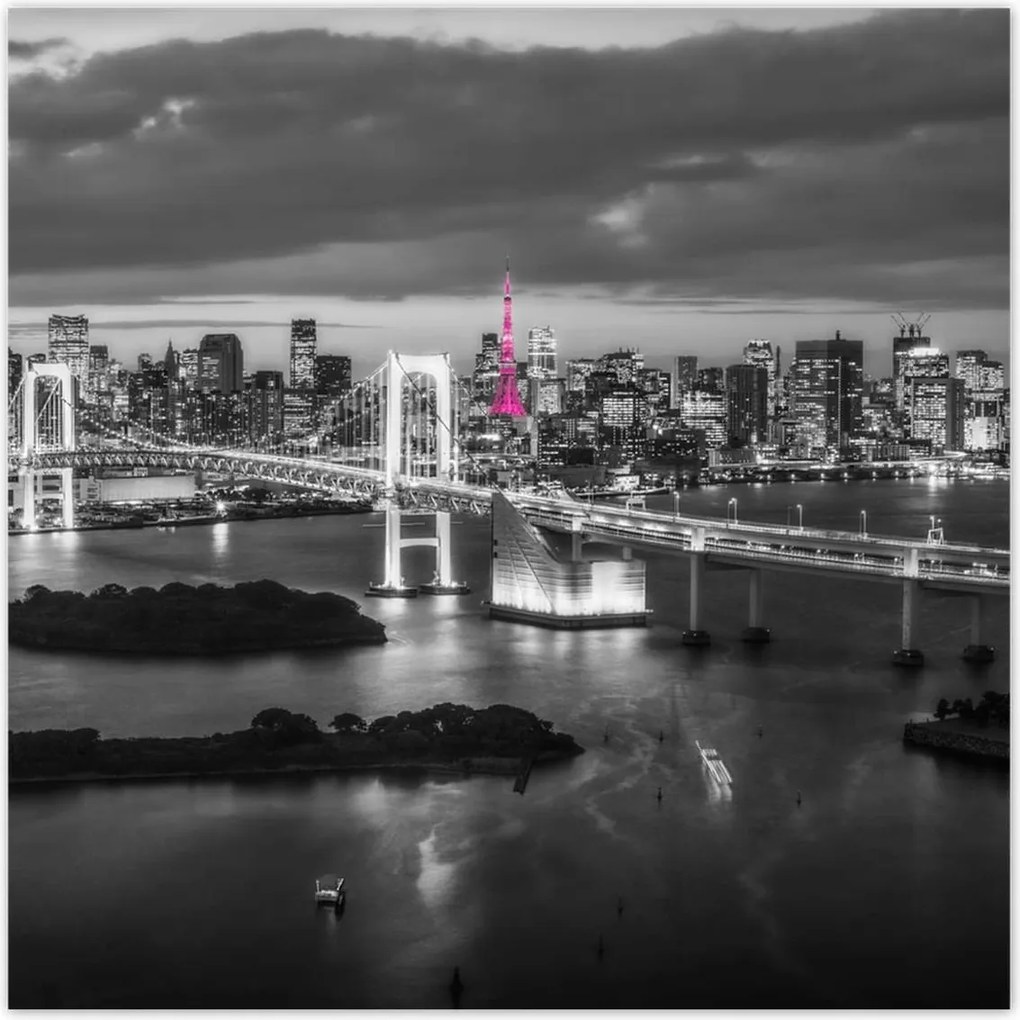 Poszterek 100x100 Rózsaszín Eiffel-torony híd