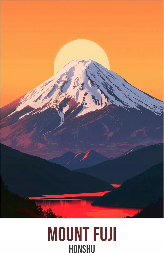Poszter 75x100cm Mount Fuji, Honshu
