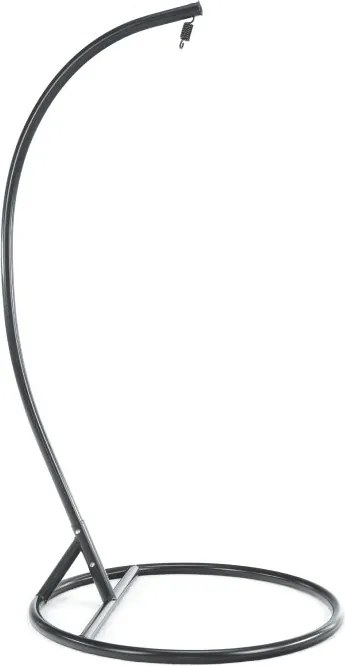 Fekete függő fotel KOKON állvánnyal, fehér-szürke párna