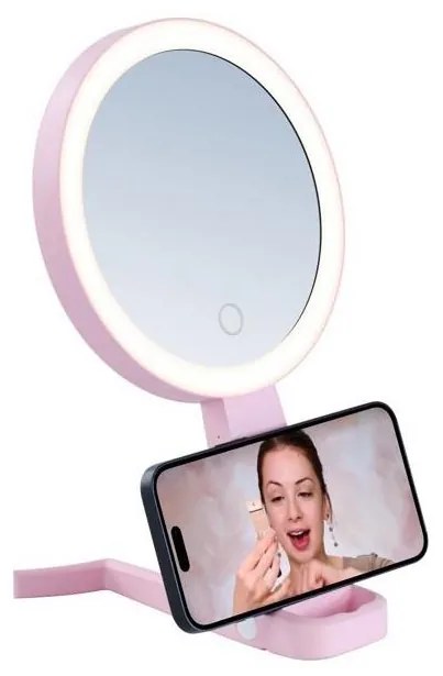 Immax 09102L - LED+CCT dimmelhető kozmetikai tükör SWEET LED/3W/5V rózsaszín