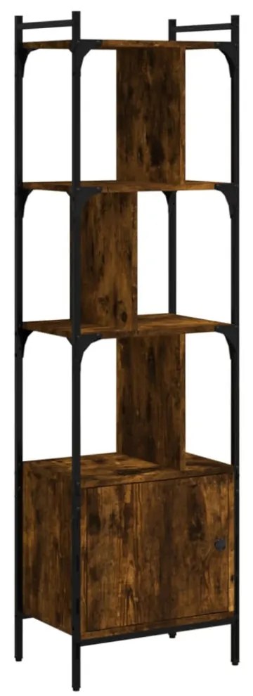 füstös tölgy szerelt fa könyvespolc ajtóval 44,5x30x154,5 cm
