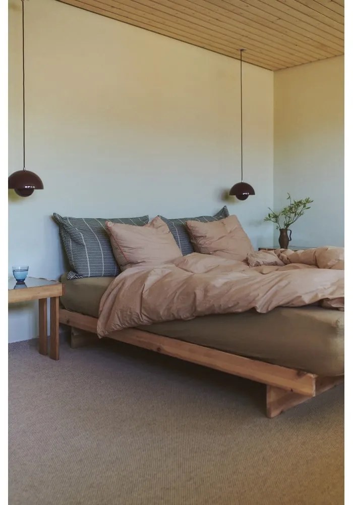 Natúr színű borovi fenyő egyszemélyes ágy ágyráccsal 90x200 cm Kanso – Karup Design