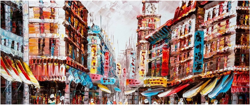 Kép - Hong Kong, olajfestmény (120x50 cm)