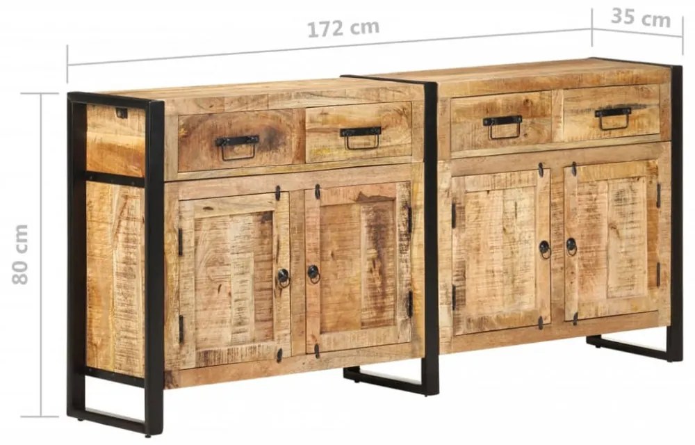 tömör mangófa tálalószekrény 172 x 35 x 80 cm