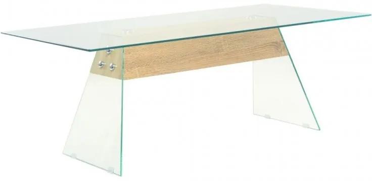 Tölgyfa színű MDF|üveg dohányzóasztal 110 x 55 x 40 cm