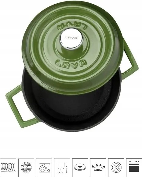 Öntöttvas fazék kerek 18cm zöld