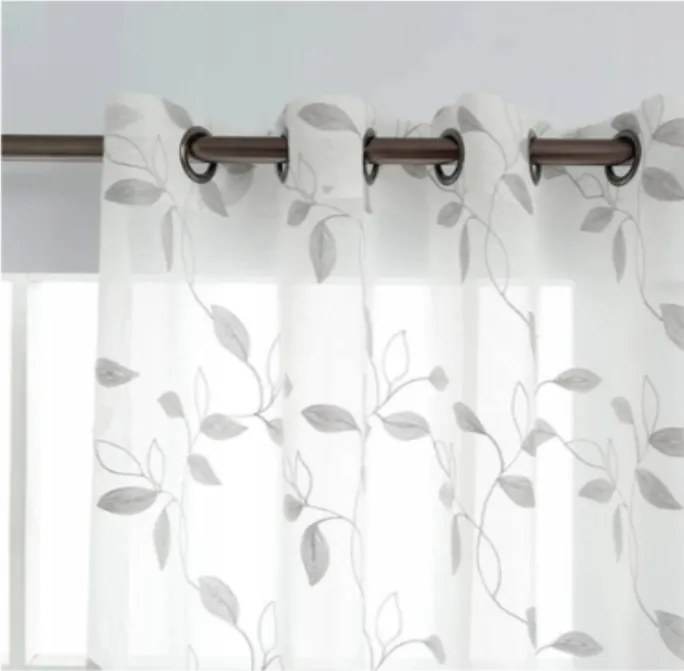 Függöny Hímzett Virágok Levelek LinTimes Premium Átlátszó függöny