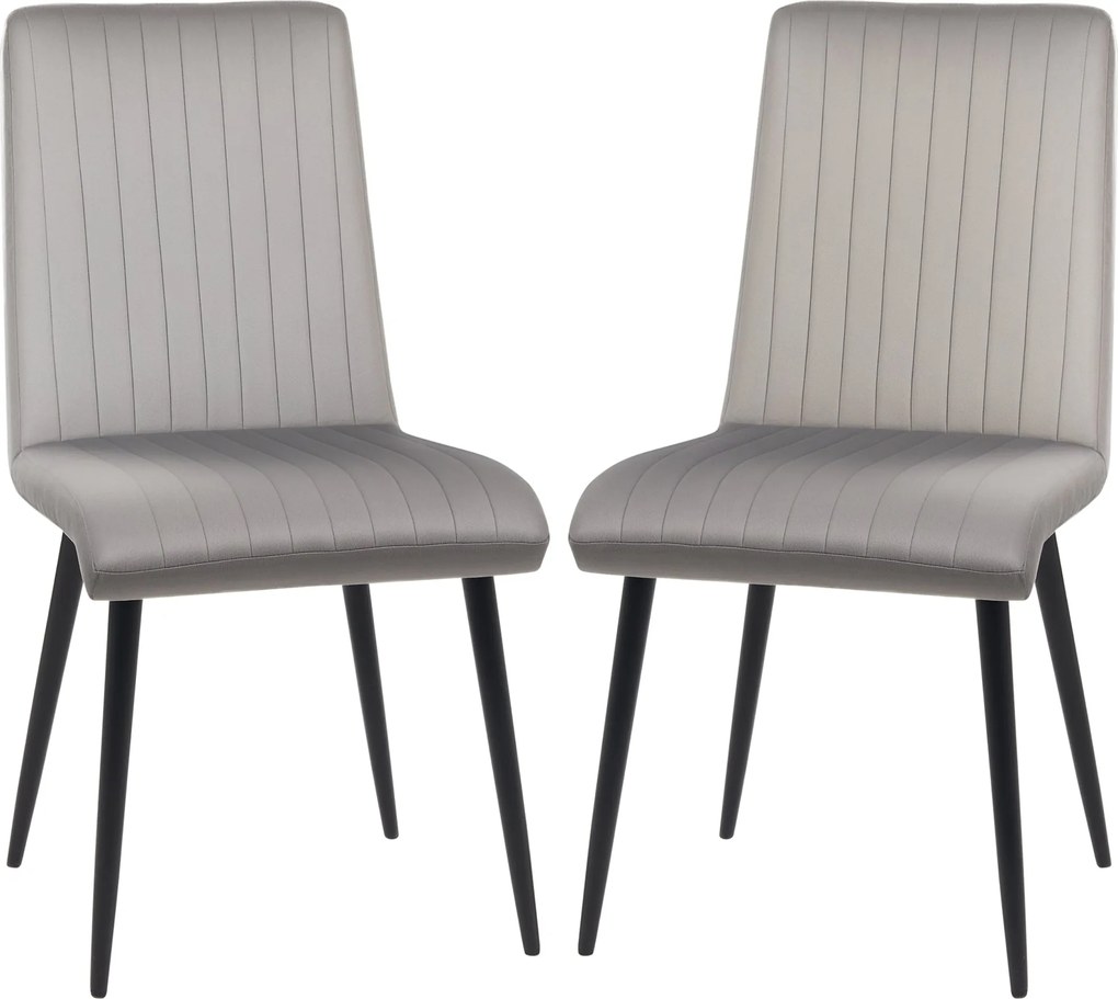 HOMCOM 2 db Kárpitozott, Velúr Hatású Szövet Étkezőszék, Konyhai Szék Acél Lábbal és Helytakarékos Kialakítással, 43x58x90 cm, Szürke és Fekete | Aoso