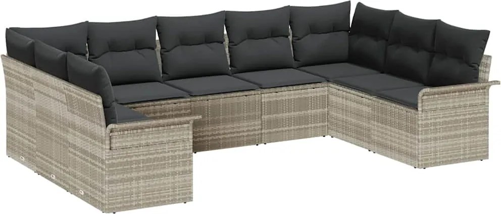 vidaXL Kerti Kanapé Szett párnával Világosszürke polirattan