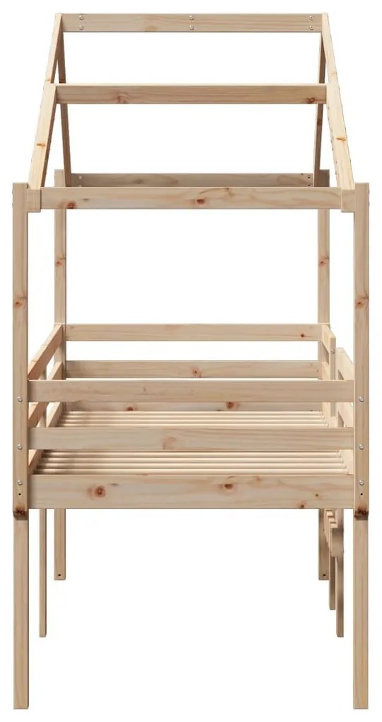 tömör fenyőfa magasított ágy tetővel 75 x 190 cm