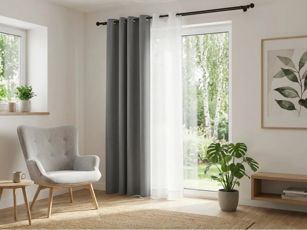 OXFORD világosszürke függöny 140x270 cm Felfüggesztés: Hullámos sínszalag