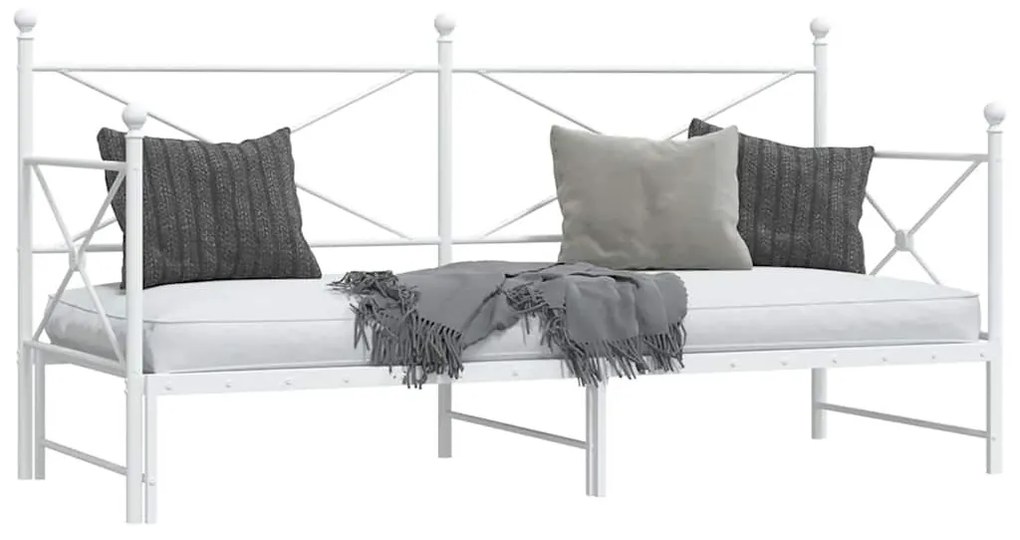 Daybed with Trundle without Mattress White 80x200 cm acél