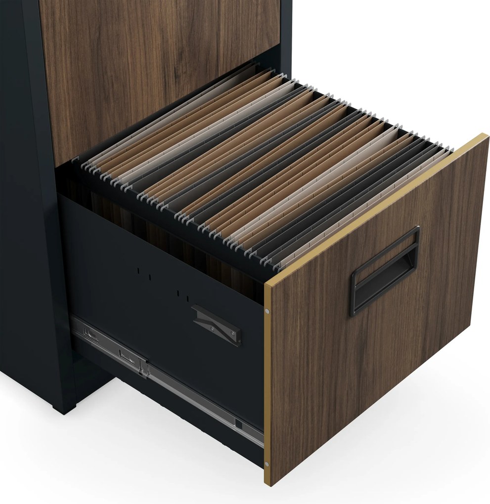 Fém irattároló szekrény 4 fiókkal, antracit/dió, 460x1320x620 mm: SARA Eco Design