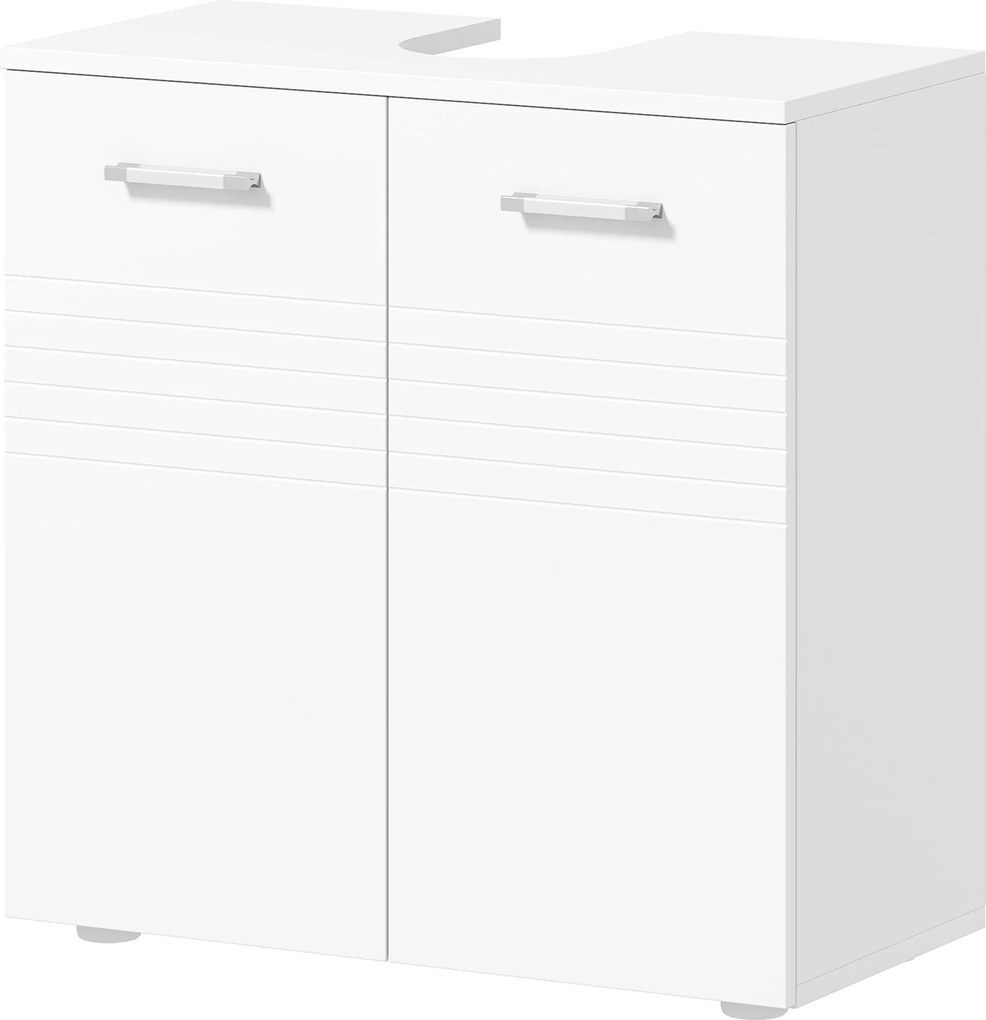 kleankin Mosdó Alatti Szekrény Két Ajtóval és Állítható Belső Polccal Modern Stílusban 60x30x62,5 cm Fehér | Aosom