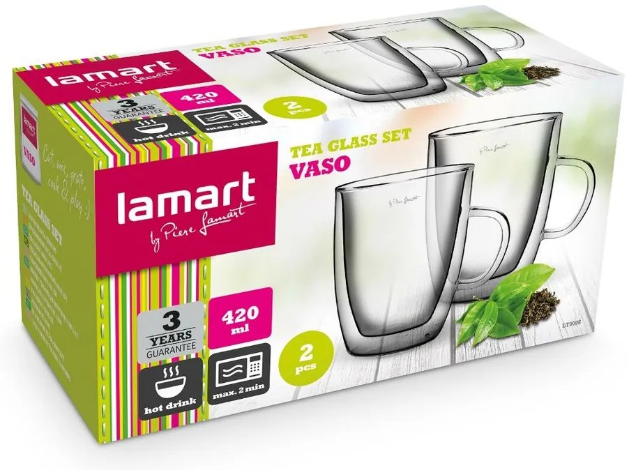 Lamart LT9008 Tea Vaso pohárkészlet, 420 ml, 2 db