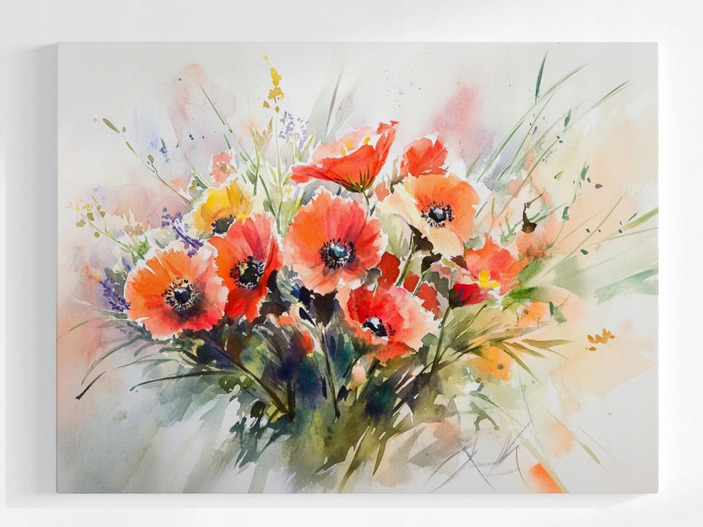 Poszter Természet Dekoráció Mezei Virágok Pipacs Csokor 80x60