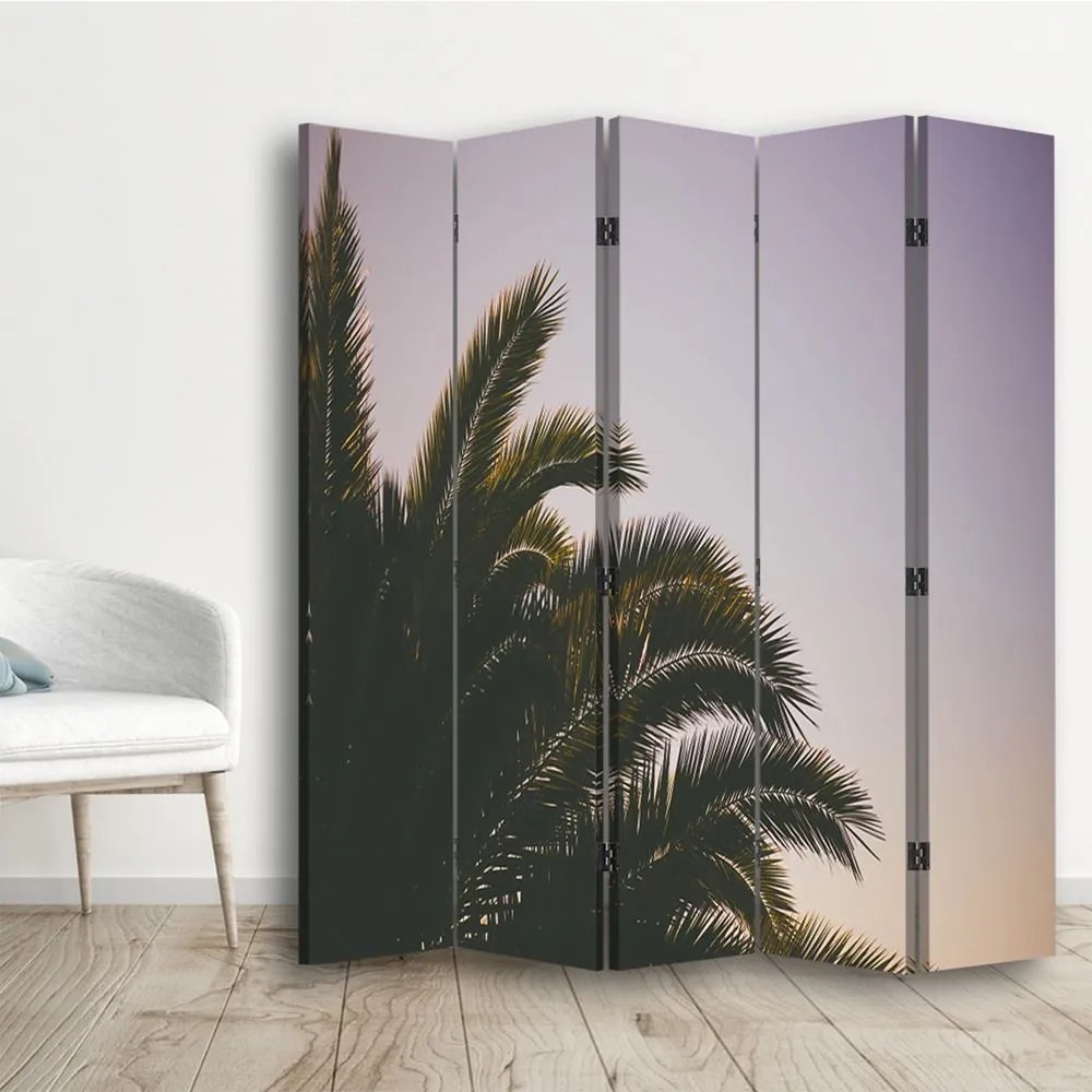 Gario Paraván Pálmafa lila háttérrel Méret: 180 x 170 cm, Kivitelezés: Klasszikus paraván