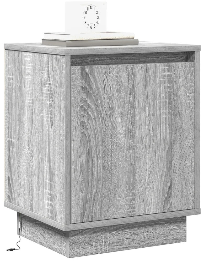 LED-es lámpás éjjeli szekrény Szürke Sonoma 39x34,5x50 cm