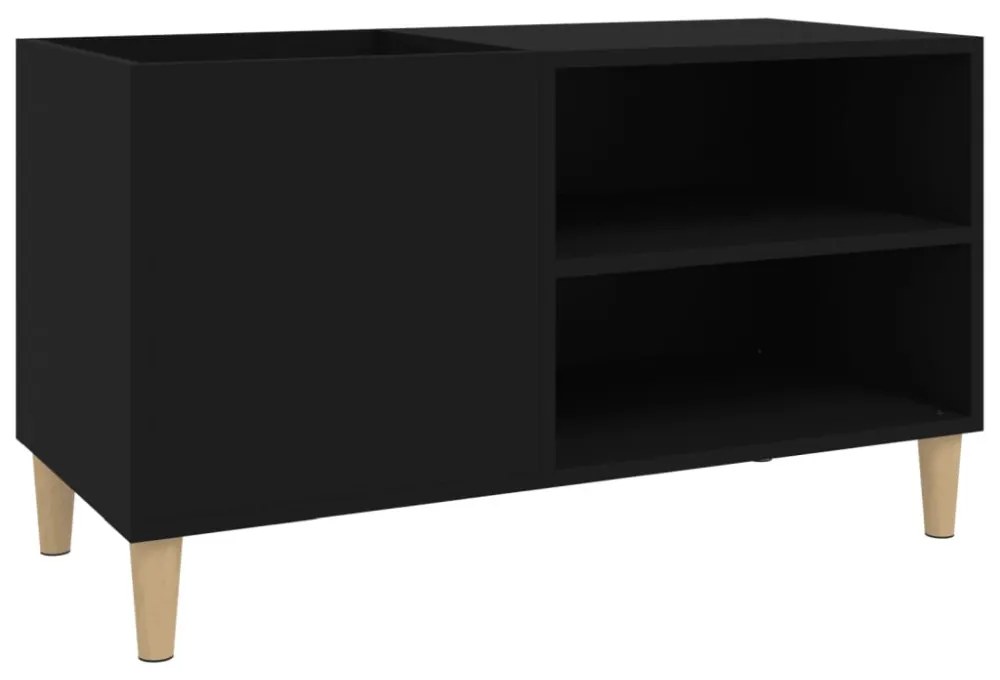 fekete szerelt fa hanglemezszekrény 84,5x38x48 cm