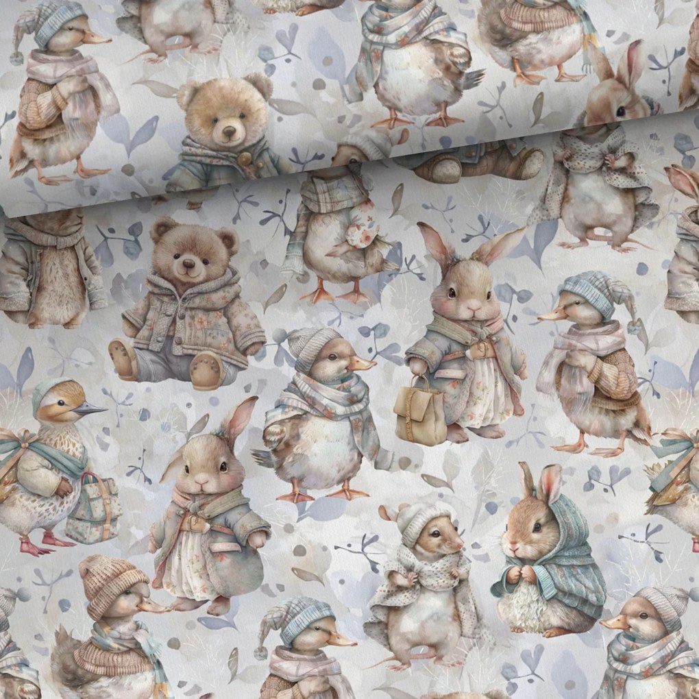 Függöny anyag Nyuszik és barátai