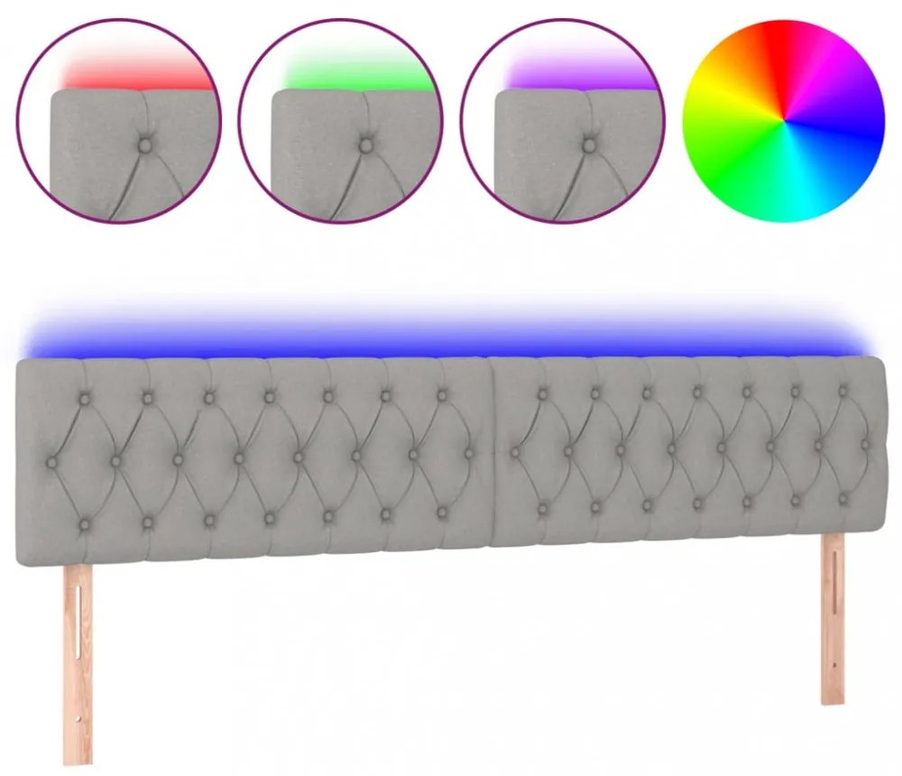 világosszürke szövet LED-es fejtámla 200x7x78/88 cm