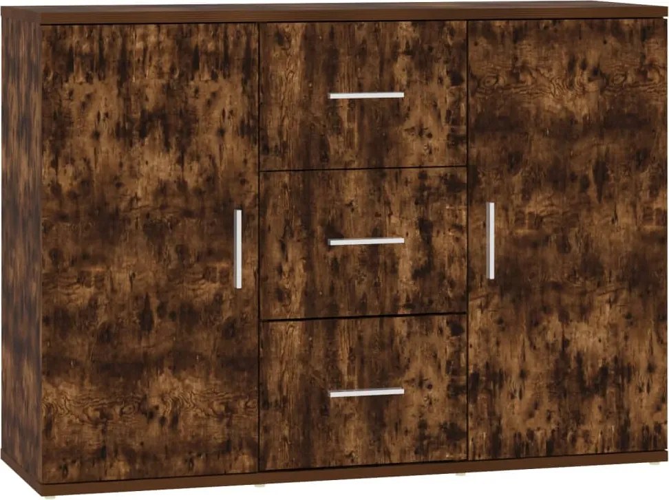 vidaXL füstös tölgy színű szerelt fa tálalószekrény 91x29,5x65 cm