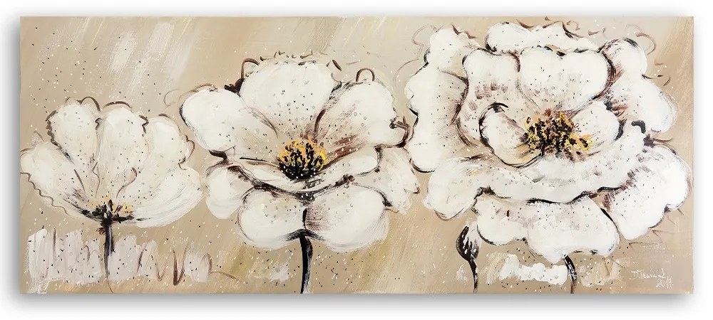 Gario Vászonkép Három fehér virág Méret: 120 x 40 cm