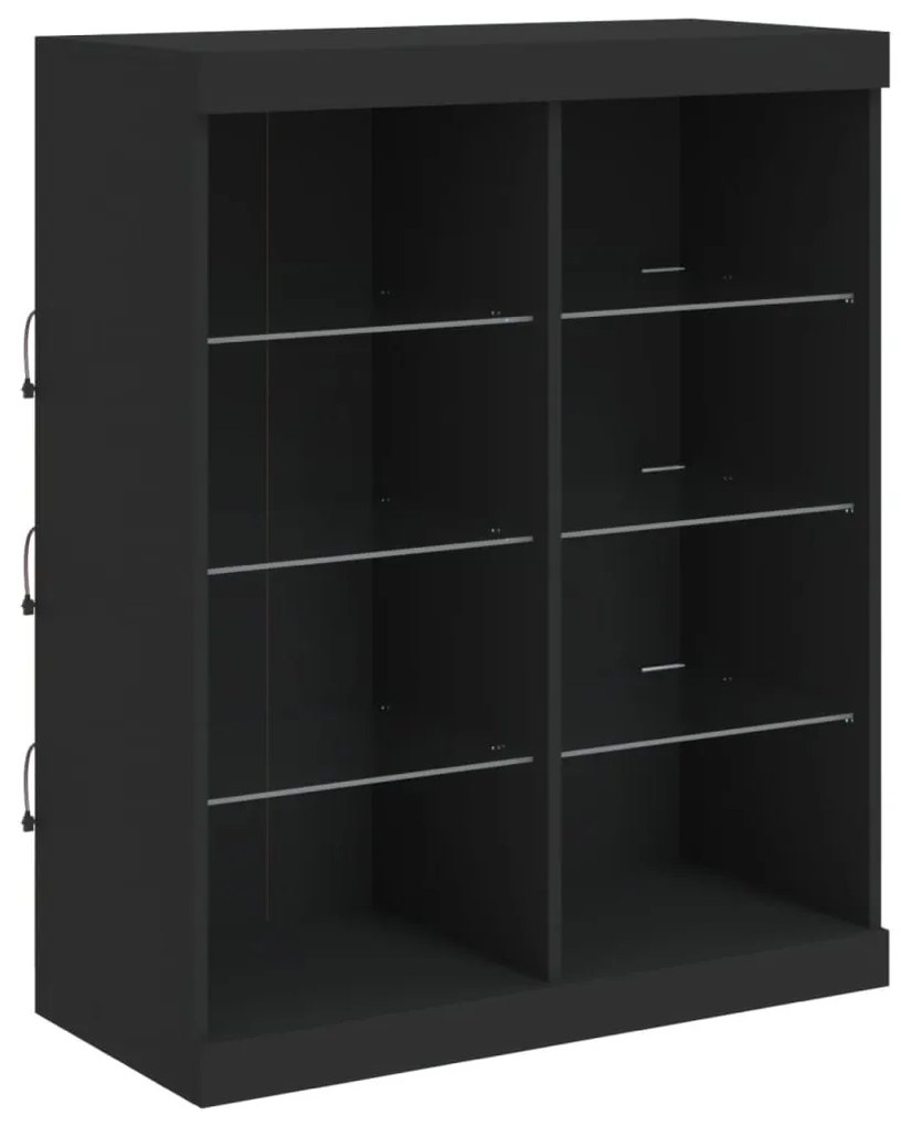 fekete tálalószekrény LED-világítással 81 x 37 x 100 cm