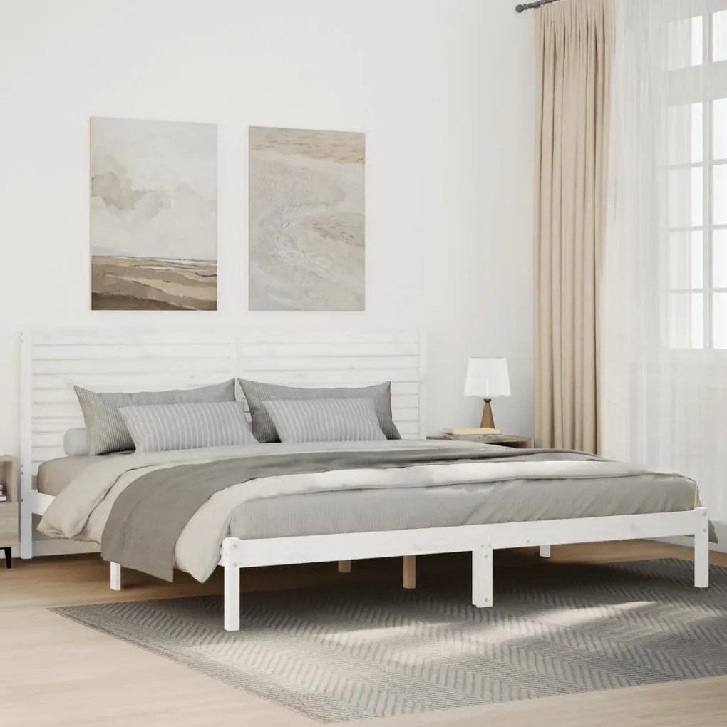 fehér tömör fa extra hosszú ágykeret matrac nélkül 200 x 220 cm