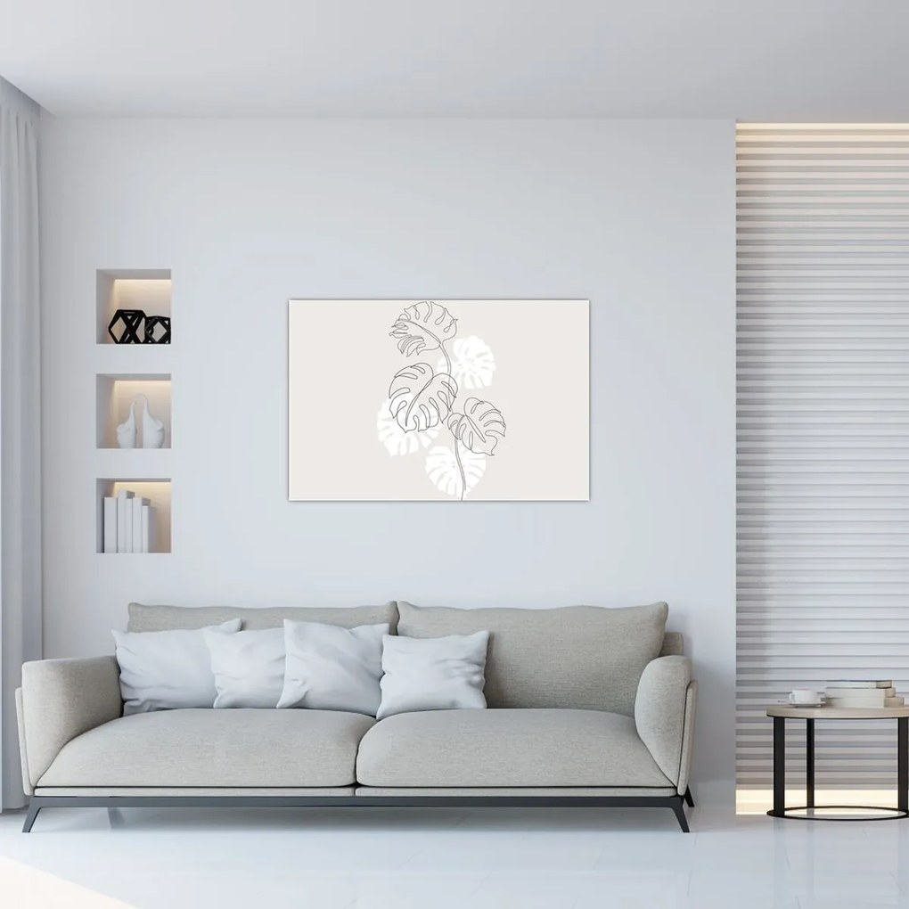 Kép - Vonalkép monstera N⁰3 (90x60 cm)