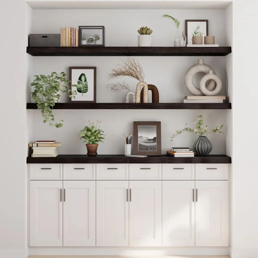 sötétbarna kezelt tömör tölgyfa fali polc 160 x 40 x (2-6) cm