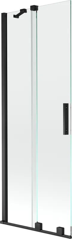 Mexen Velar 2-szárnyas zuhanyfal, eltolható 75 x 150 cm, átlátszó, fekete - 896-075-000-01-70