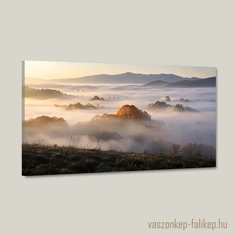 Ködbe Rajzolt Ősz – Prémium Vászonkép 40x23 cm