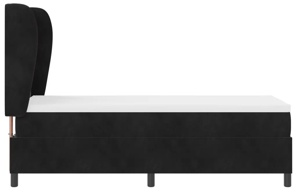 Boxspring Ágy Matrac Fekete 80x200 cm Bársony