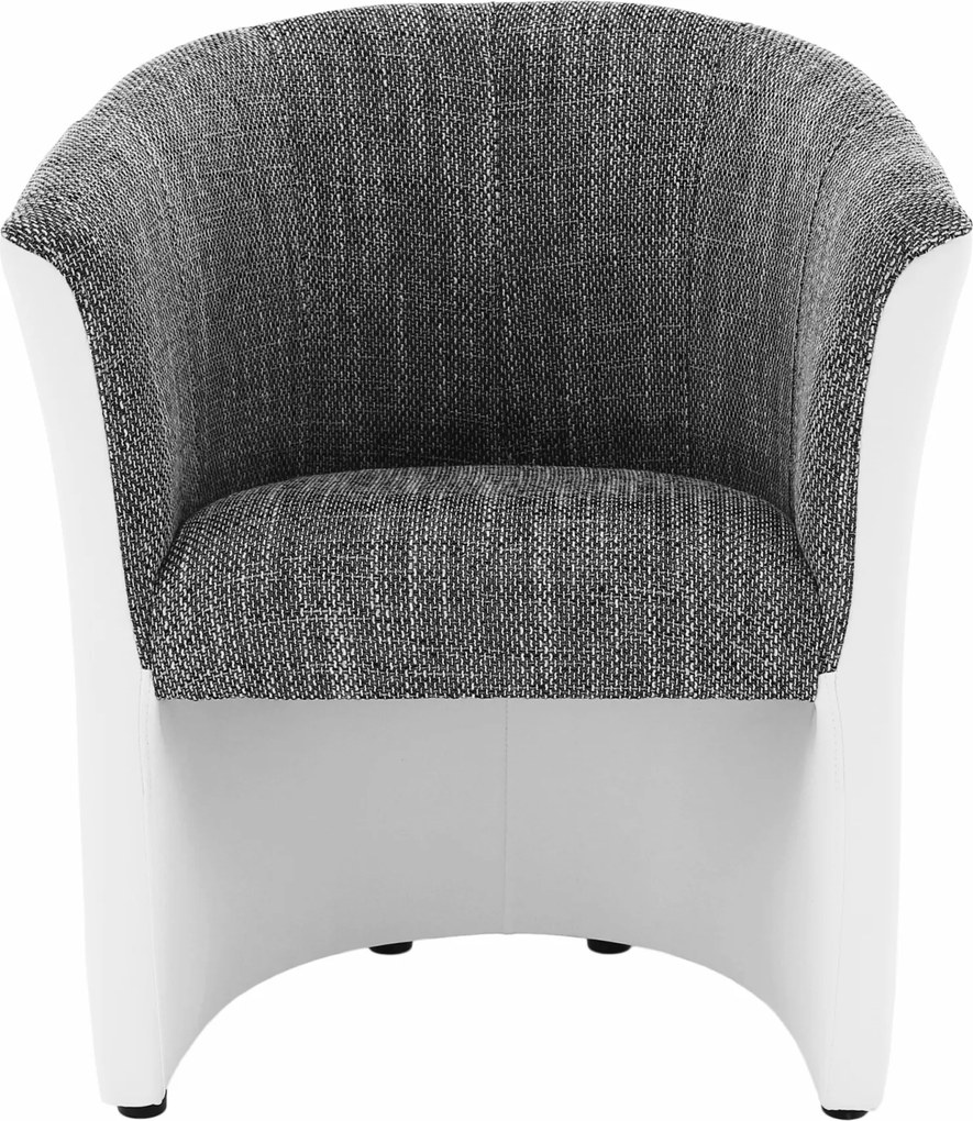 Klub fotel, fehér textilbőr / szürke szövet, CUBA