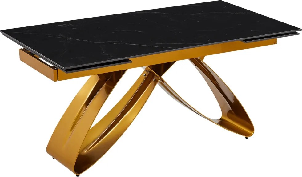 Stół LUIGI Ceramiczny Rozkładany 160-240 cm Czarny márvány/Złoty